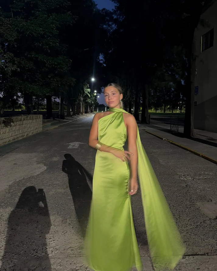 Sexy Green Mermaid Long Prom Dress Satin Formal Party Dress