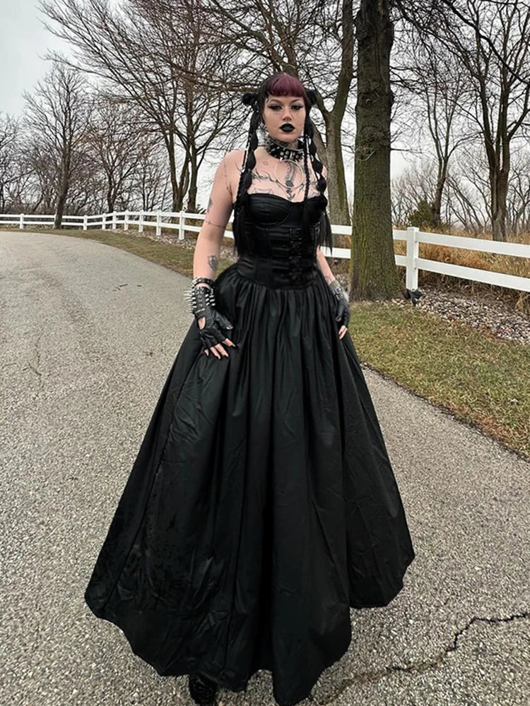 Tube Top Leather Buckle Vintage Backless Strapless Harajuku E-Girls 90s Streetwear  Club Dress