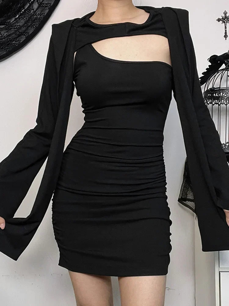 Wasteland Kitten Hollow Out Long Sleeve Folds Bodycon Dress - View 6 | VelvetHem