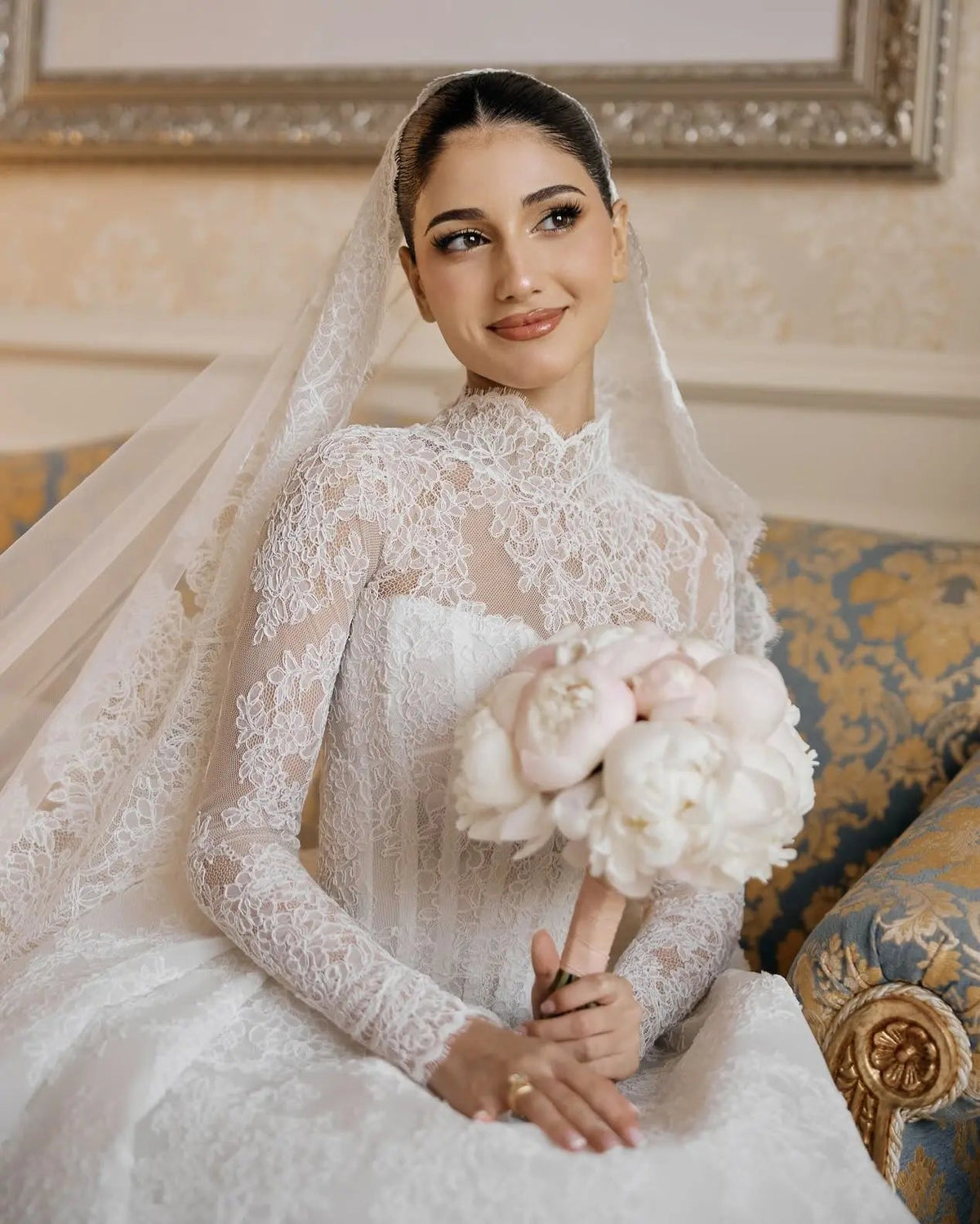 Luxury High Neck Lace Wedding Dress ZP182 - View 8 | VelvetHem