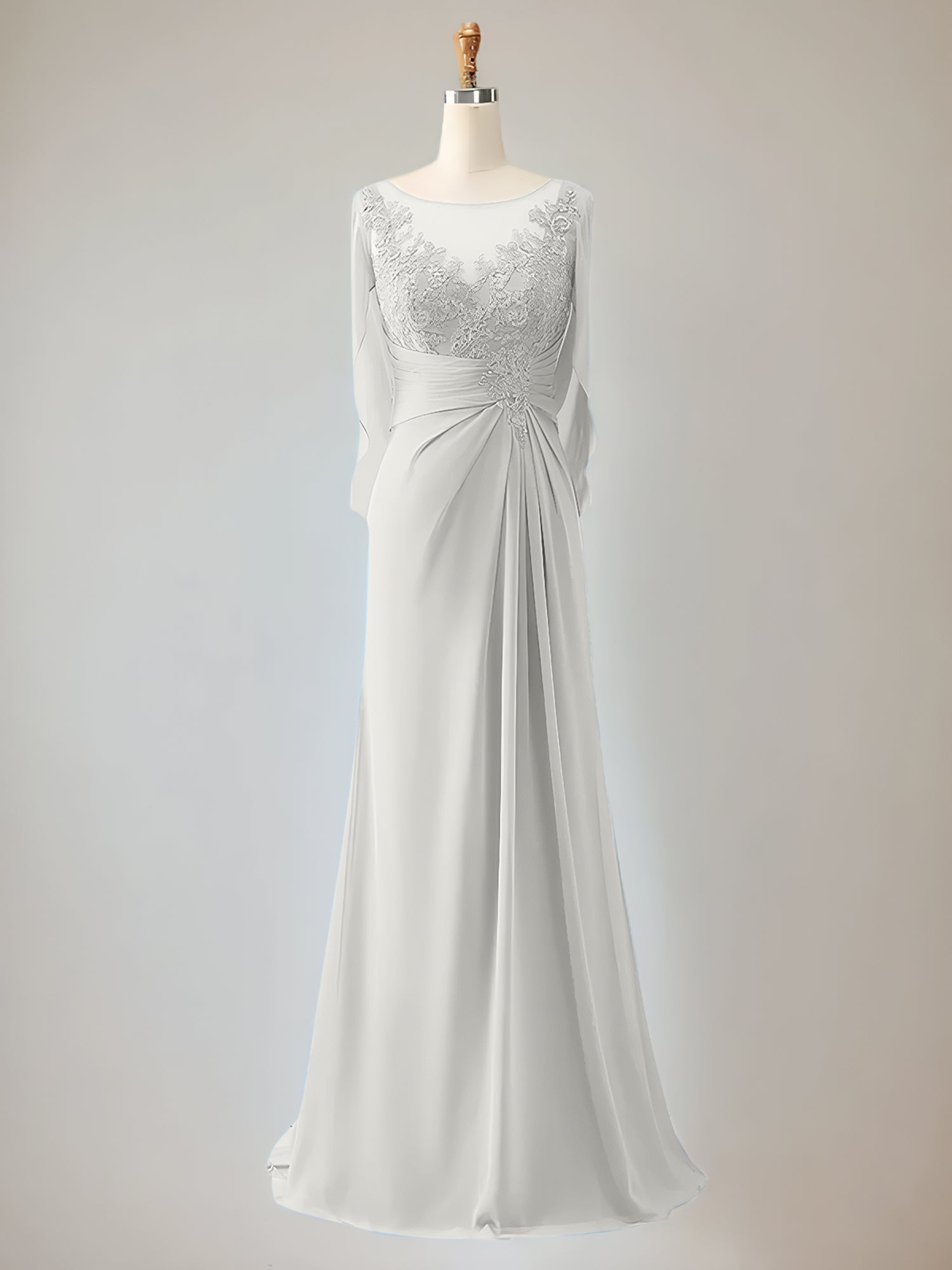 Trumpet/Mermaid Scoop Neck 1/2 Sleeve Chiffon Mother of the Bride Dress With Beadings