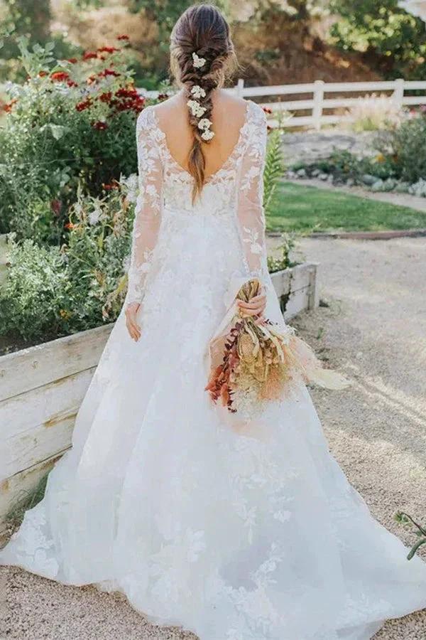Ivory Lace Rustic Wedding Dresses Boho Wedding Dresses (ZD16109)