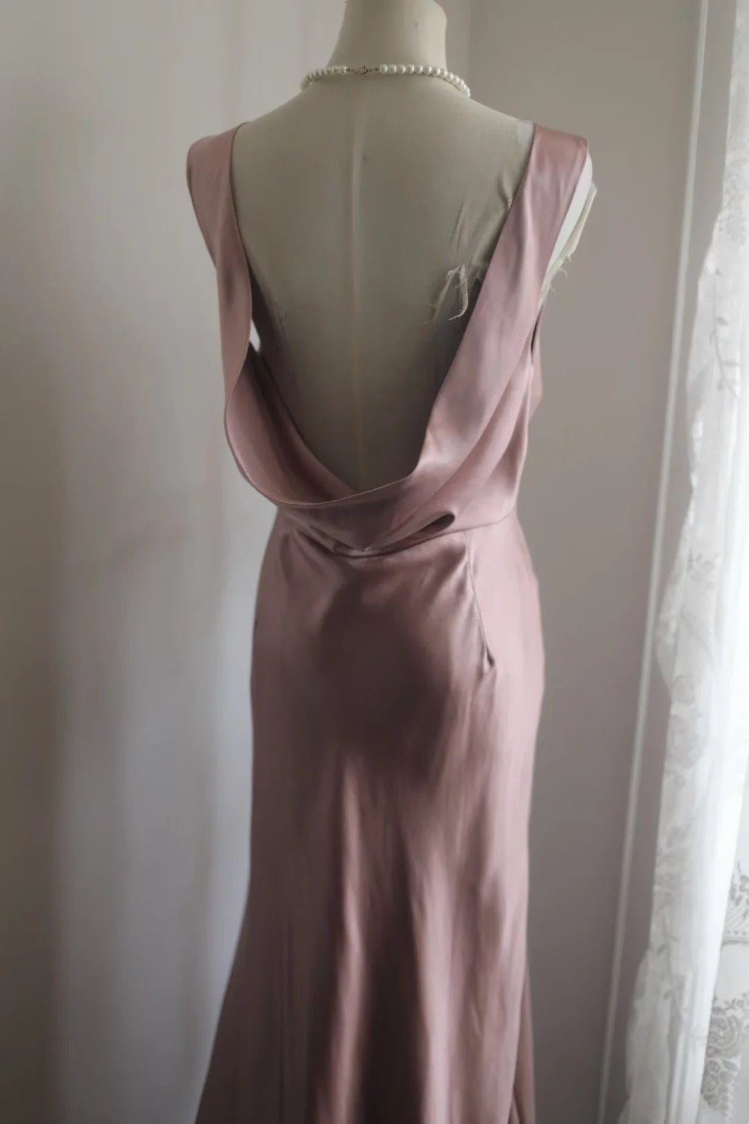 Pink Mermaid Satin Wedding Dress Bridesmaid Dresses  J10584
