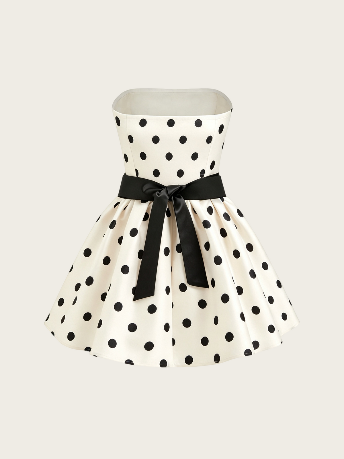 Strapless Polka Dots A-Line Short Birthday Dress Satin Homecoming Dress