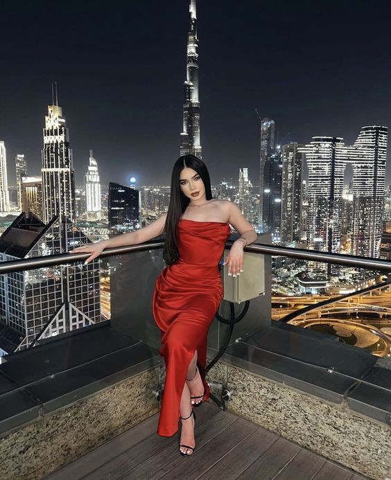 Sexy Red Strapless Sheath Evening Dress Red Party Gown Y6030 - View 2 | VelvetHem