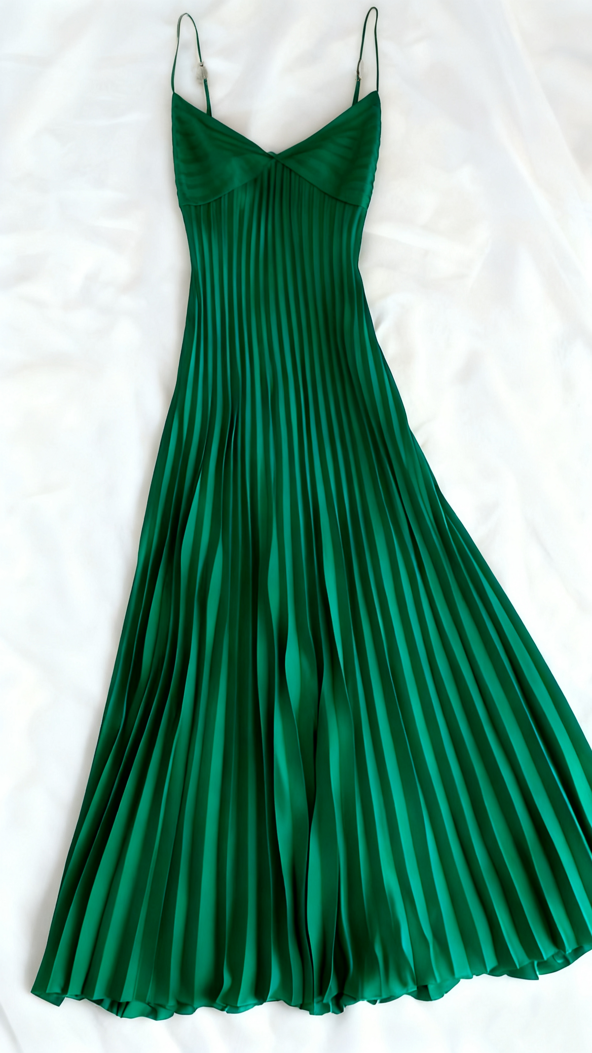 Champagne Spaghetti Straps Long Prom Dress Pleated Evening Dress J8604
