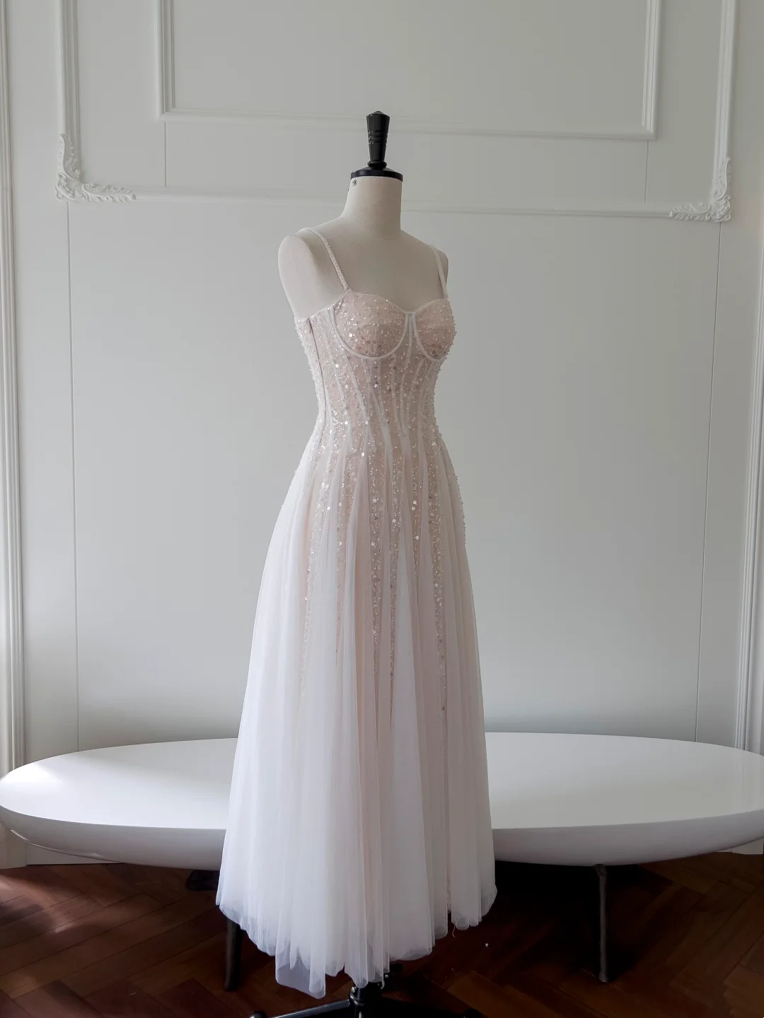 A-Line Tulle Sequin Long Prom Dress Formal Party Dress Evening Dress