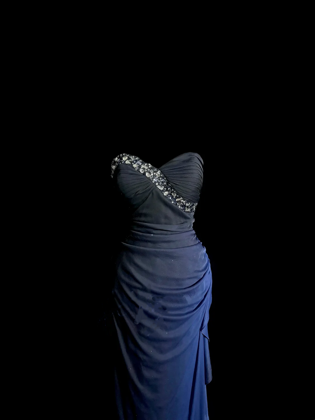 Sweetheart Navy Blue Vintage Prom Dress Beaded Evening Party Dress