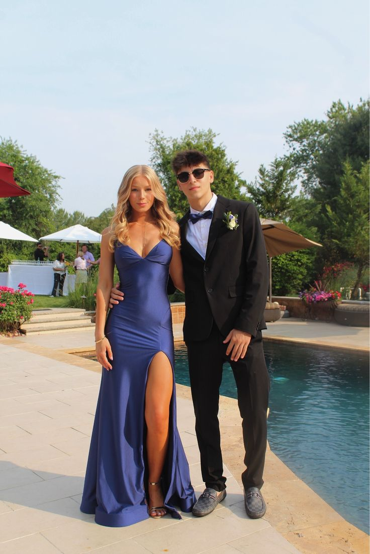 V-Neck Navy Blue Long Prom Dress Formal Graduation Party Dress