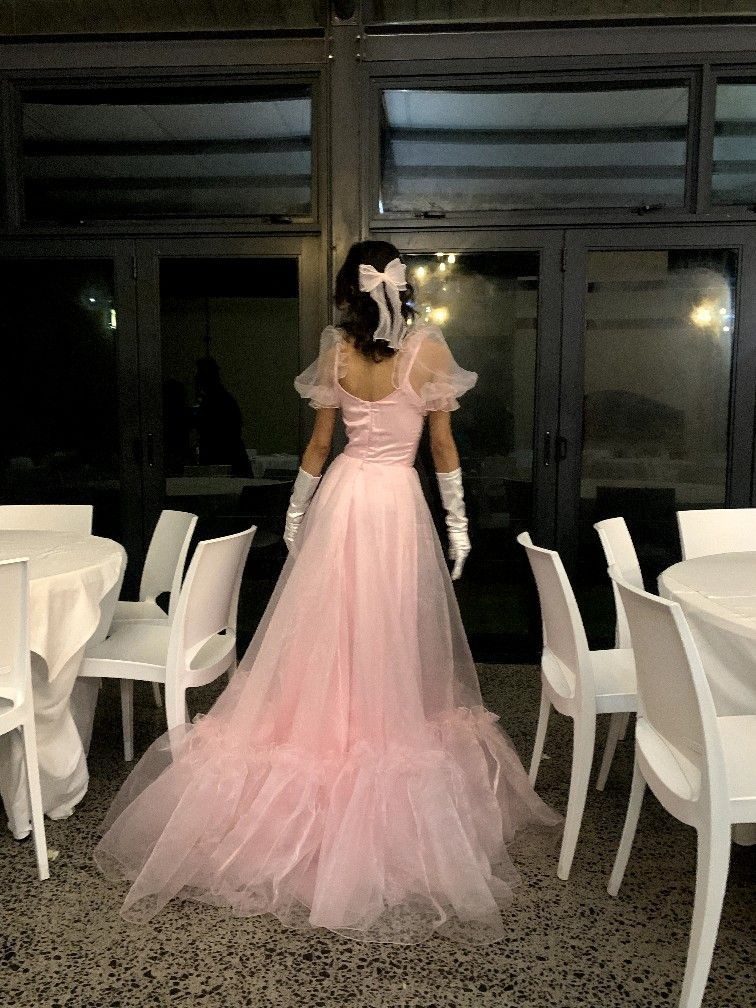 A-Line Pink Tulle Prom Dress Sweet 15 Birthday Dress