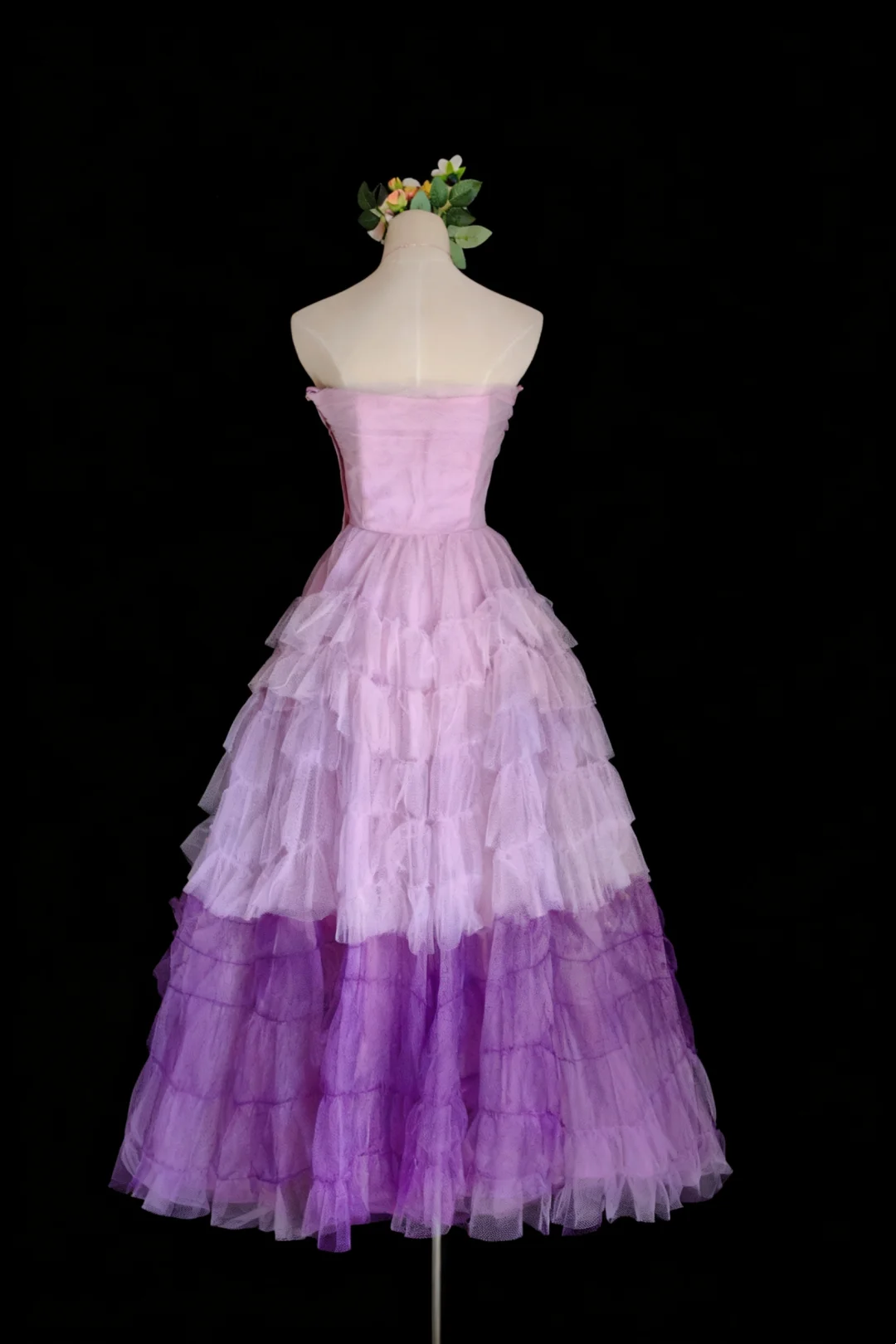 Strapless Lilac A Line Layered Long Prom Dress Graduation Dress J9042