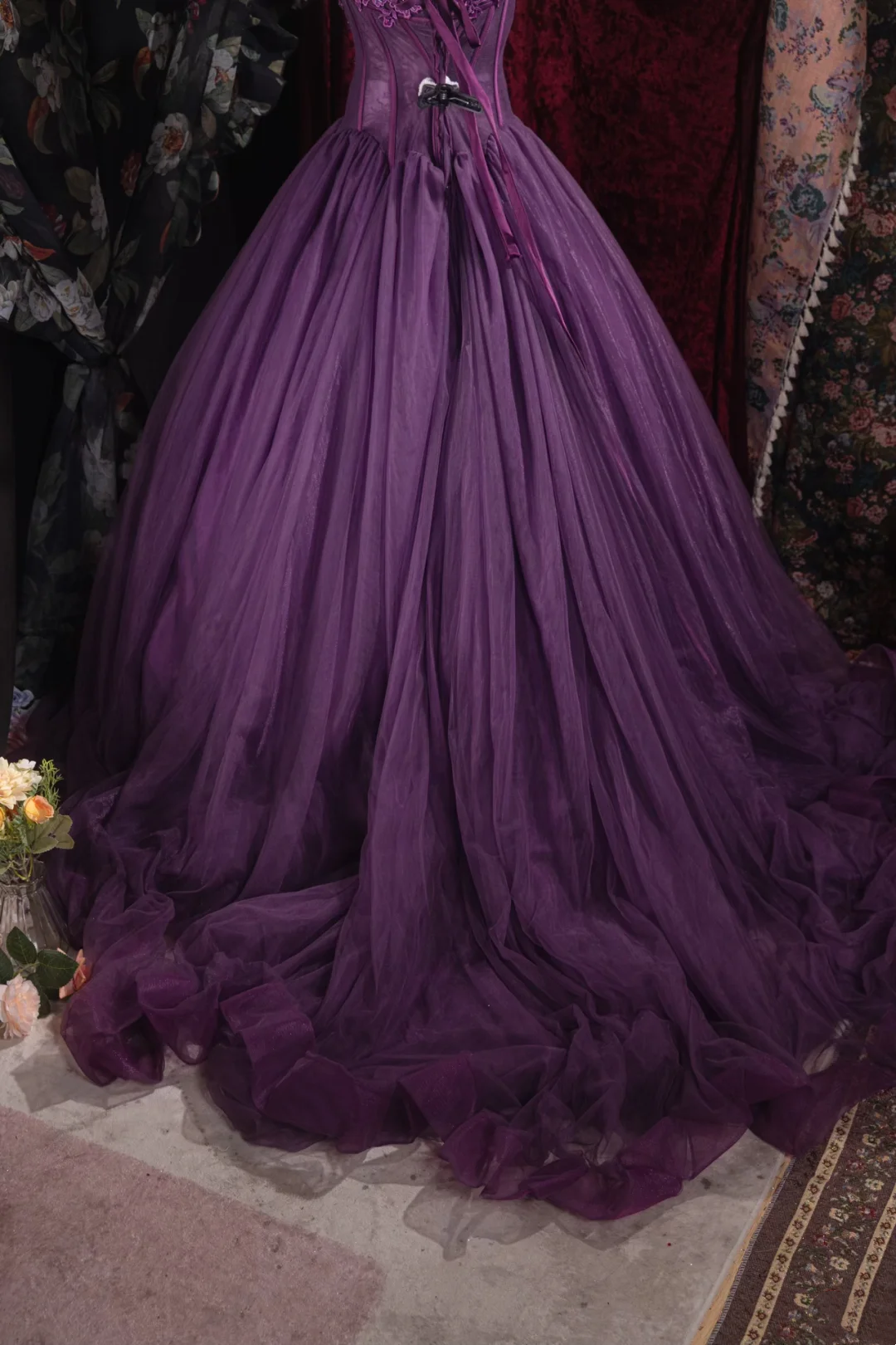 Strapless A-Line Purple Tulle Prom Dress Formal Party Dress Graduation Dress