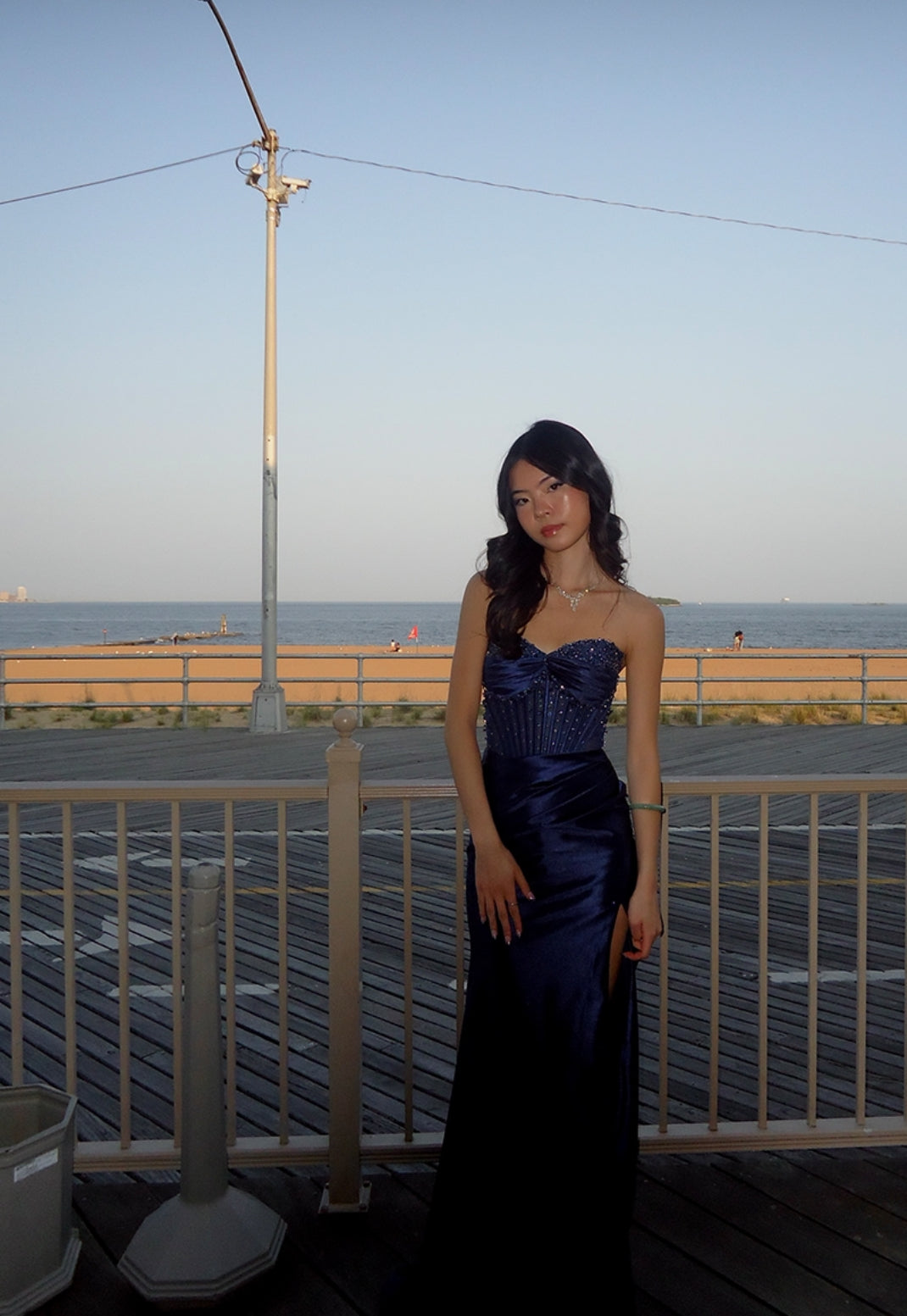 Sweetheart Mermaid Satin Prom Dress Slit Evening Dress