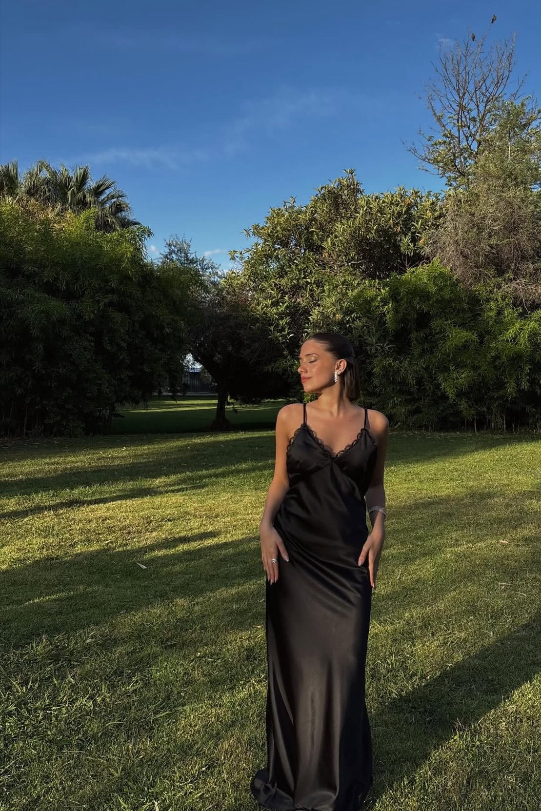 V-Neck Black Long Prom Dress Formal Evening Dress
