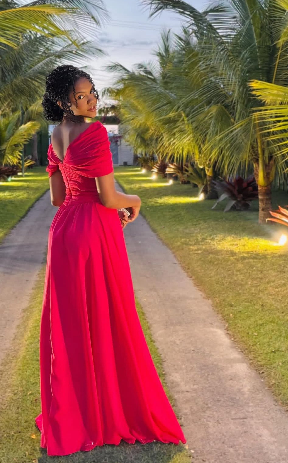 Off-the-Shoulder A-Line Red Prom Dress Princess Party Dress