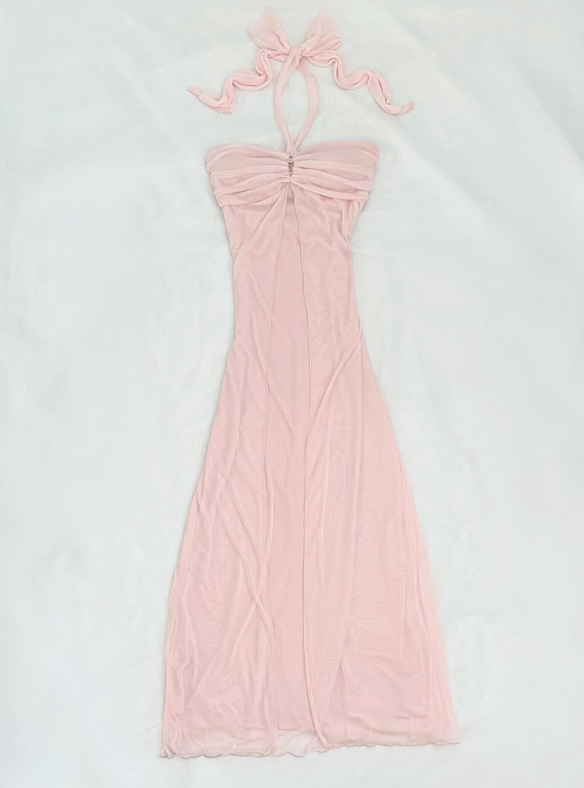Halter Pink Long Prom Dress Green Formal Party Dress Birthday Dress