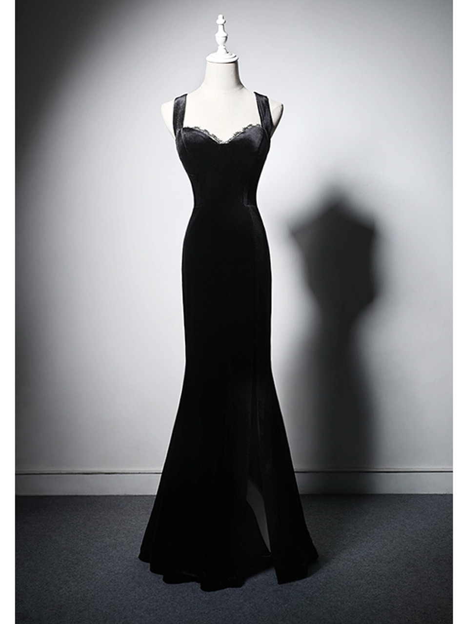 Black Mermaid Velvet Lace Prom & Evening Dress