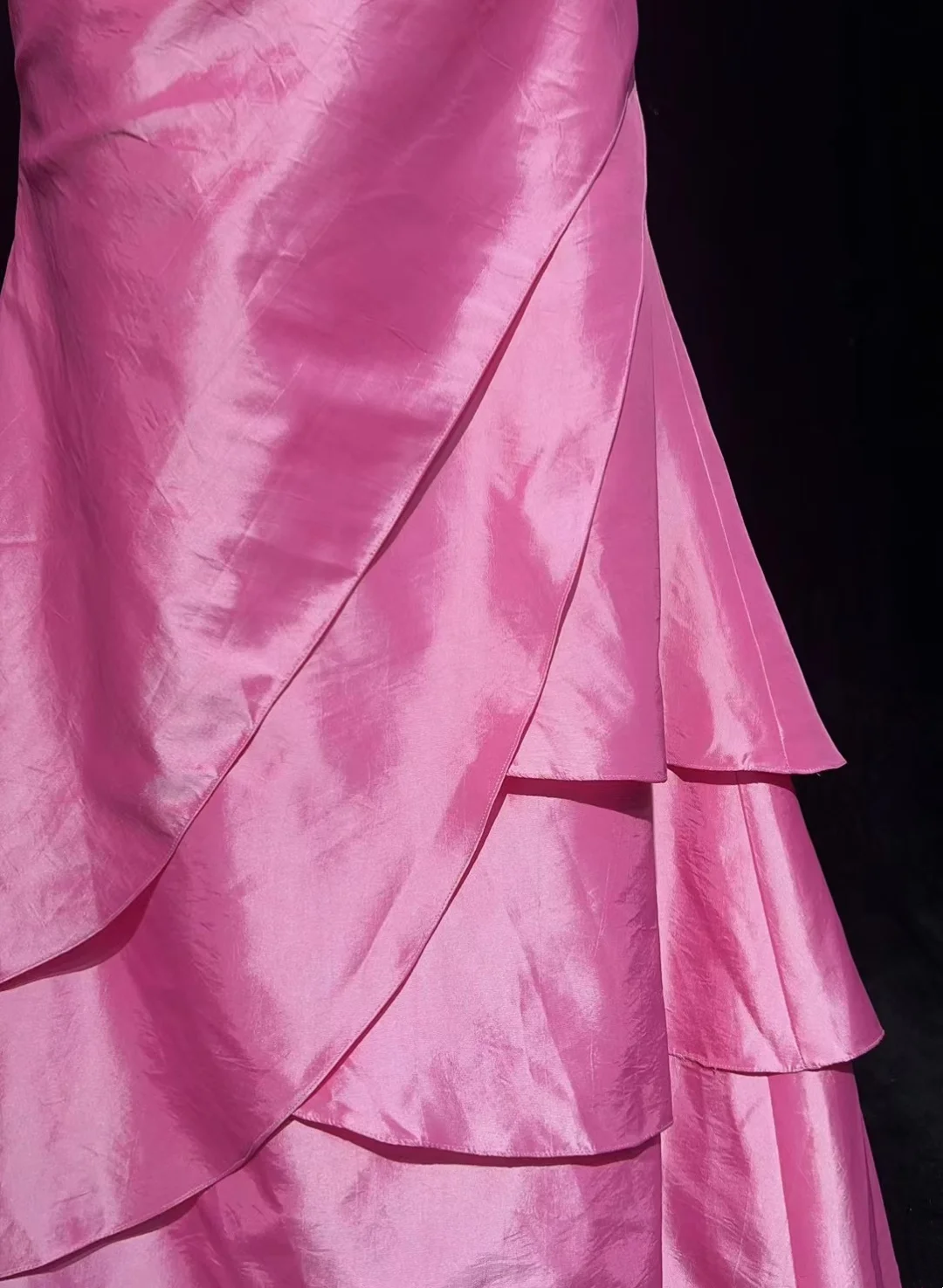 Pink Mermaid Layered Prom Dress Satin Vintage Formal Party Dress