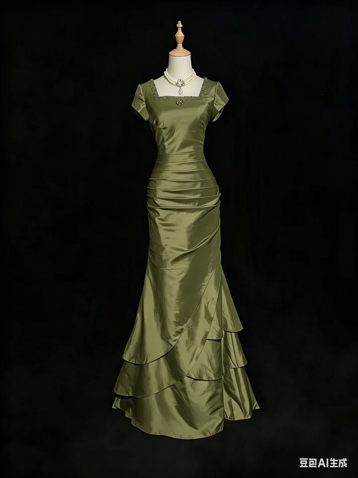 Pink Mermaid Layered Prom Dress Satin Vintage Formal Party Dress