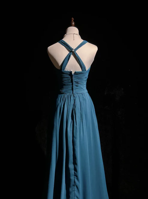 A Line Chiffon Long Prom Dresses Simple Formal Wedding Guest Dress  J9290