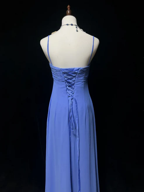 A Line Spaghetti Straps Chiffon Beads Prom Dresses Party Dress J9292