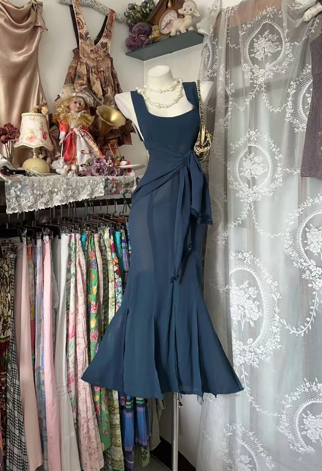 Elegant Mermaid Chiffon Evening Dress Formal Wedding Guest Dress