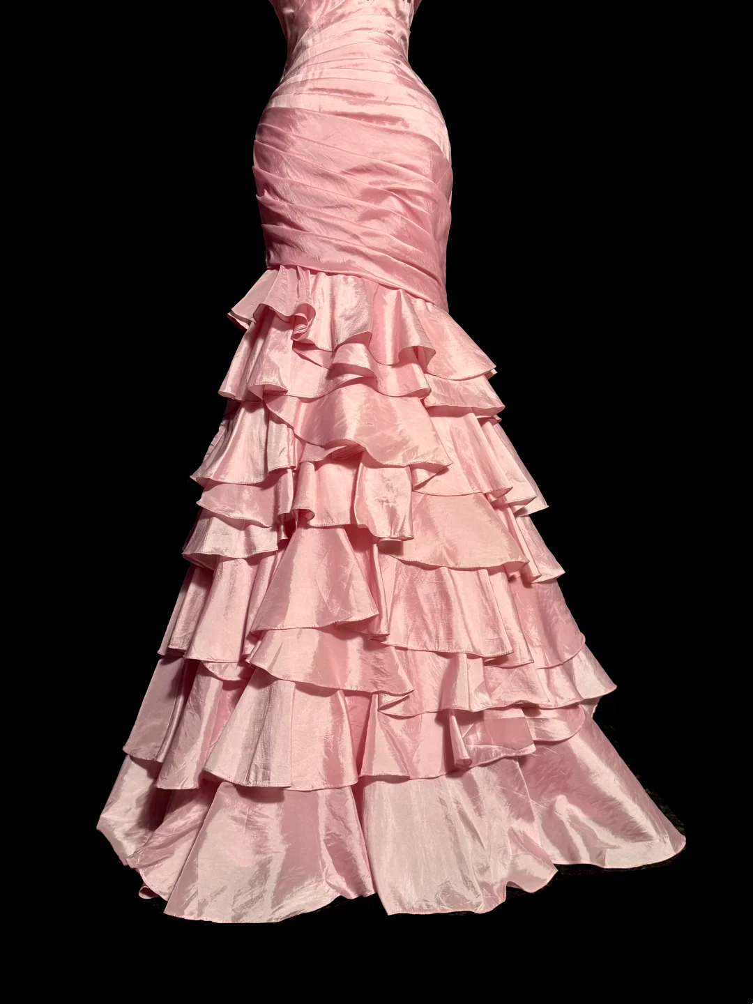 Sweetheart Beaded Pink Mermaid Prom Dress Layered Formal Party Dress