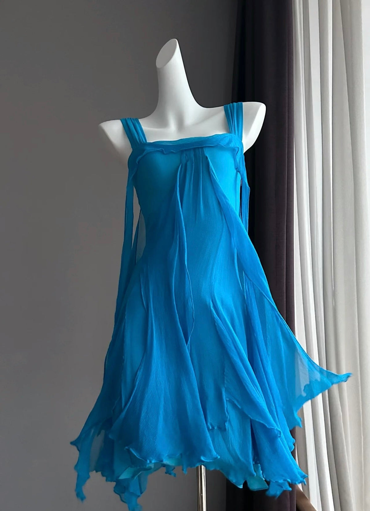 Blue Ruffle Short Party Dress Homecoming Dress Birthday Outfit