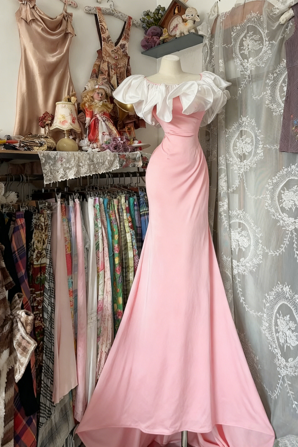 Ruffle Off-the-Shoulder Black Prom Dress Mermaid Formal Party Dress