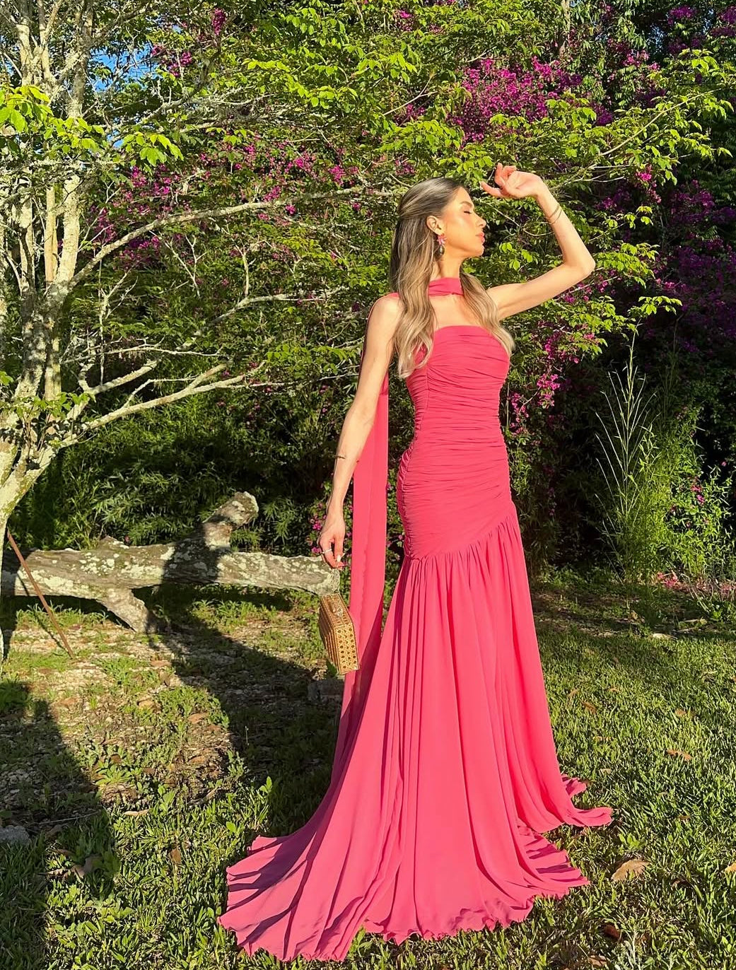 Backless Chiffon Wedding Guest Dress Formal Party Dress J9344