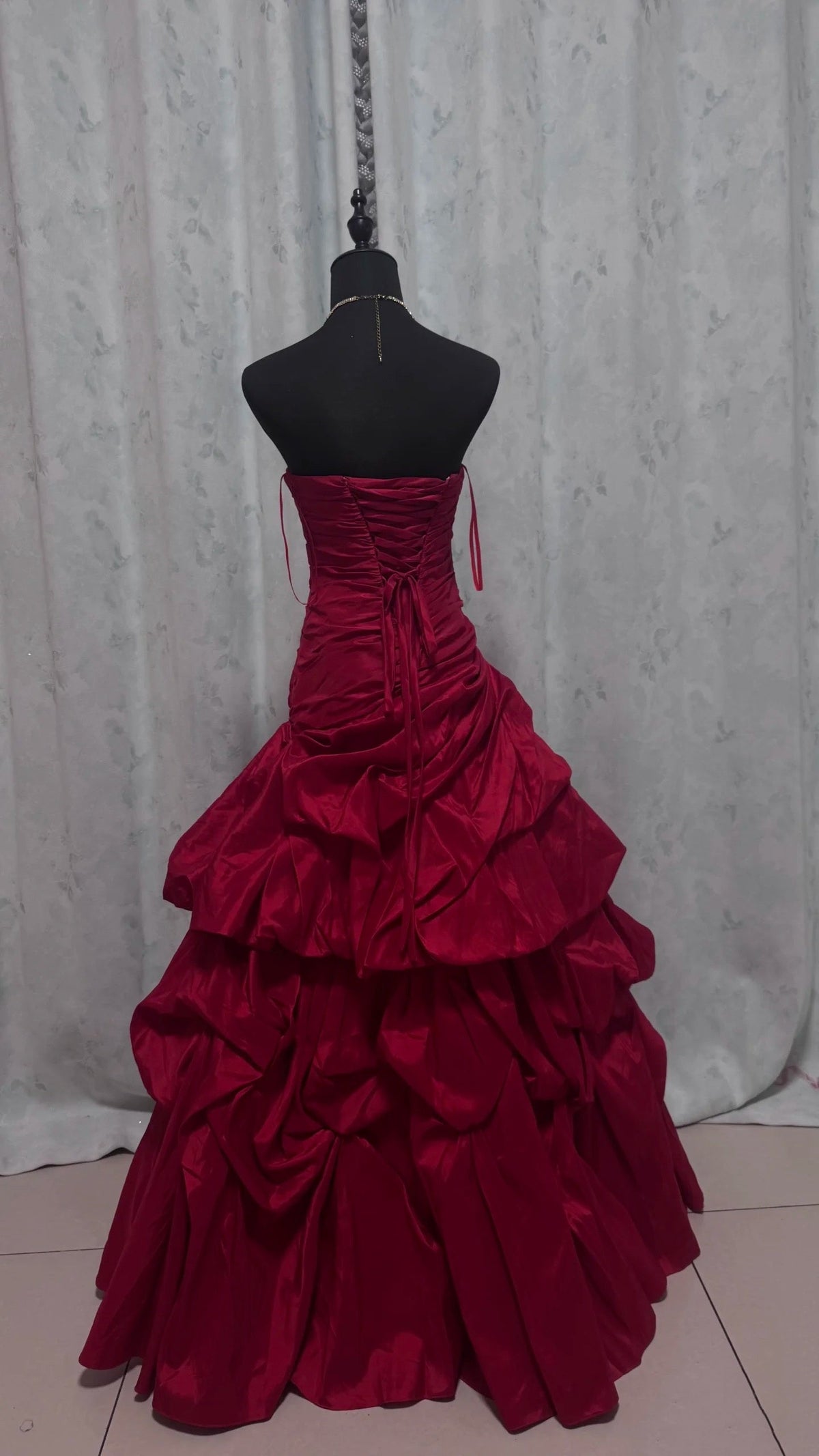 Strapless Red Formal Party Dress Satin Evening Dress Party Gowns