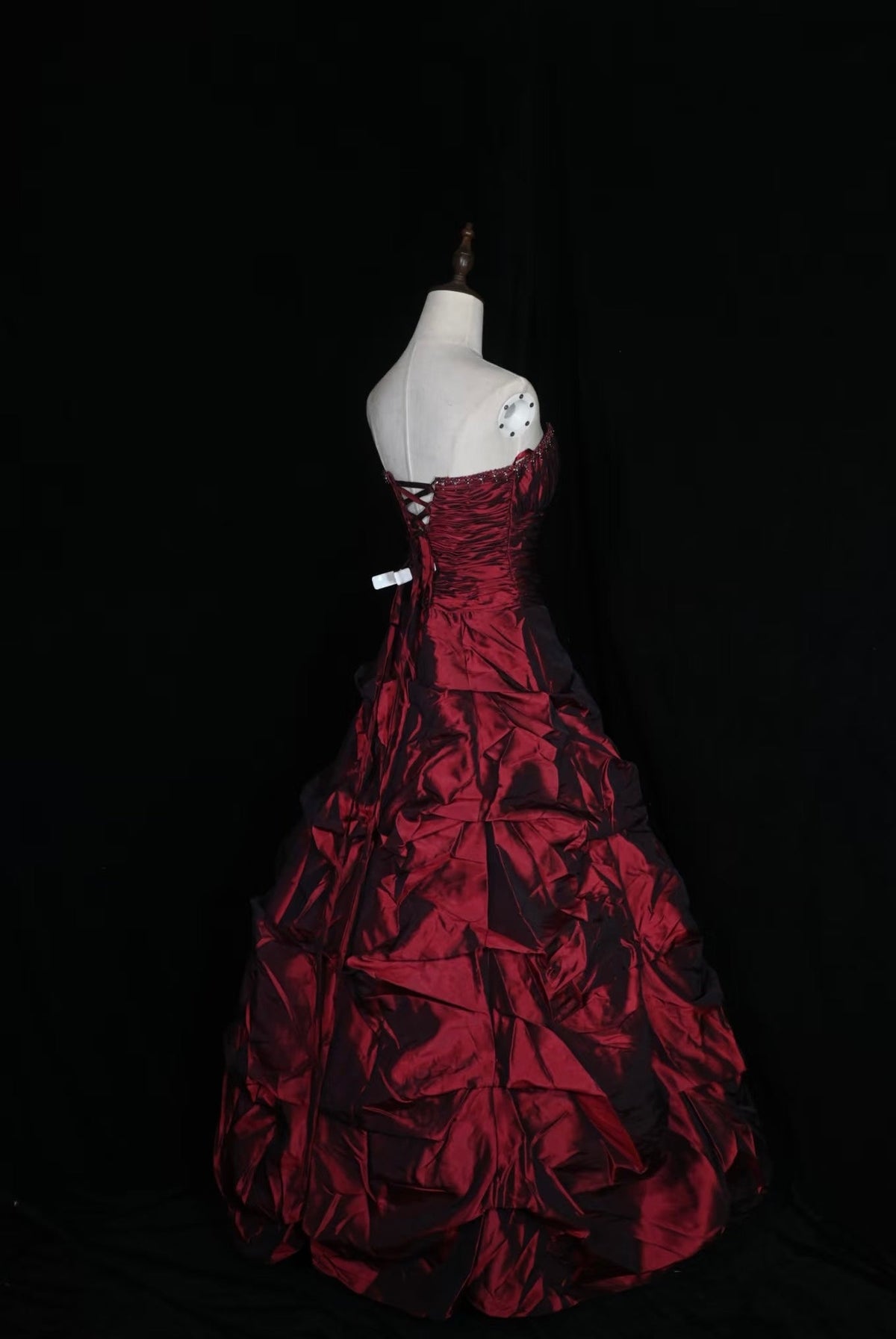 Sweetheart Burgundy Prom Dress Satin Evening Gown Formal Dress