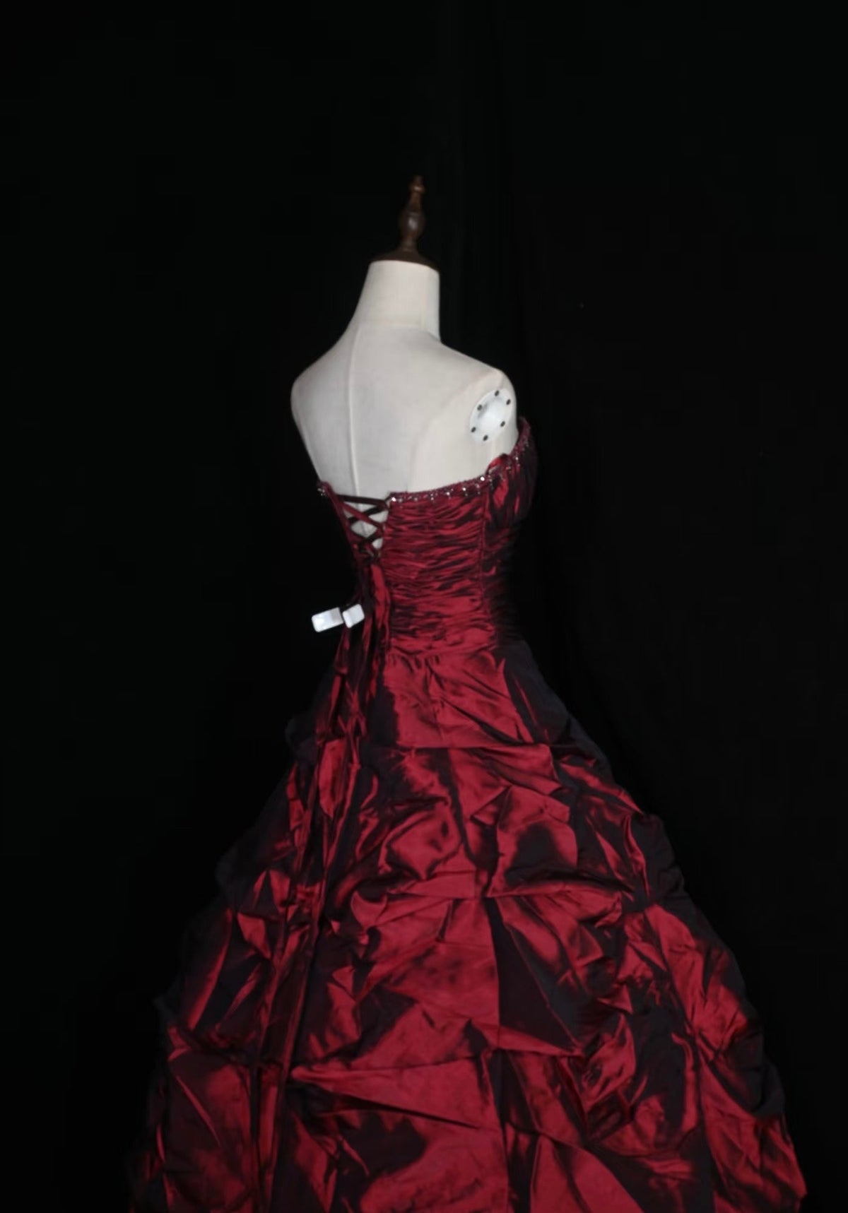 Sweetheart Burgundy Prom Dress Satin Evening Gown Formal Dress