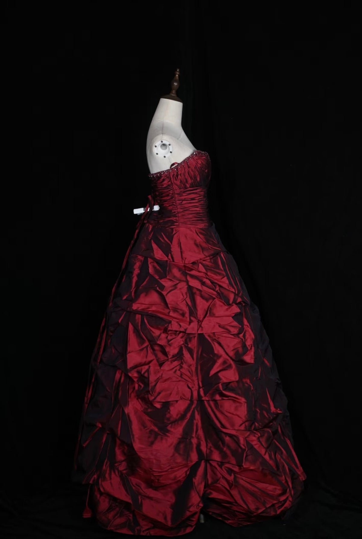 Sweetheart Burgundy Prom Dress Satin Evening Gown Formal Dress