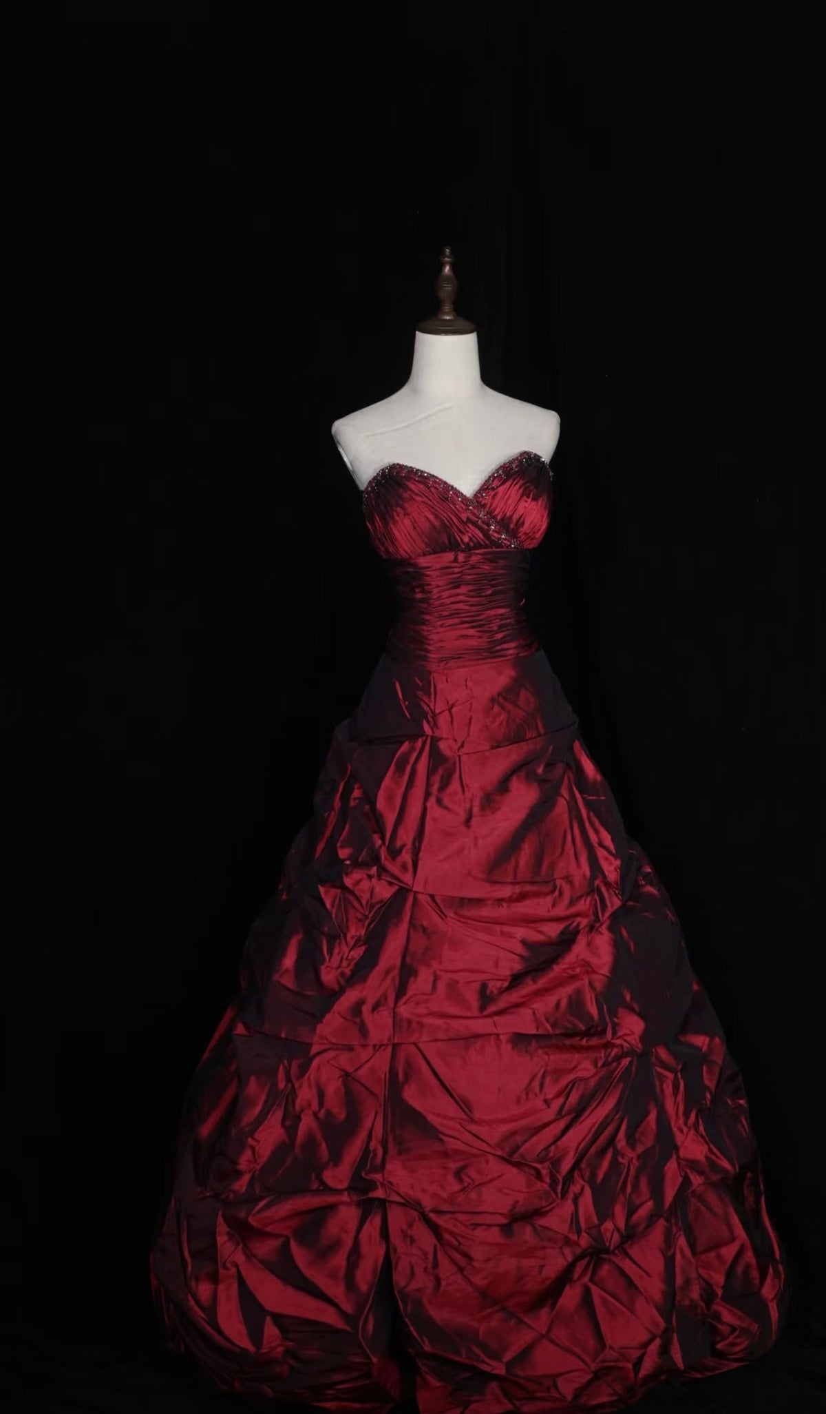 Sweetheart Burgundy Prom Dress Satin Evening Gown Formal Dress