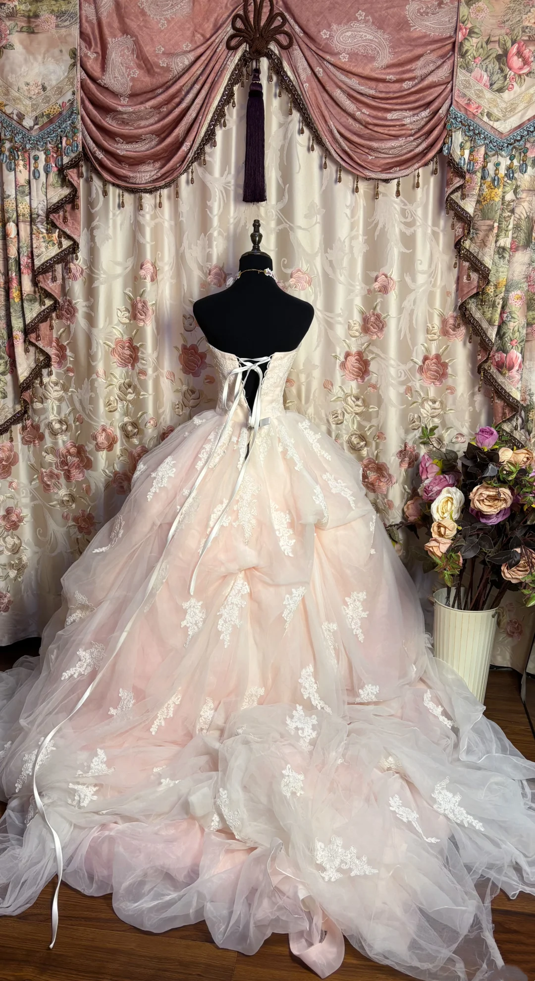 Light Pink Tulle Ball Gown Quinceanera Dresses Sweet 16 Birthday Dress