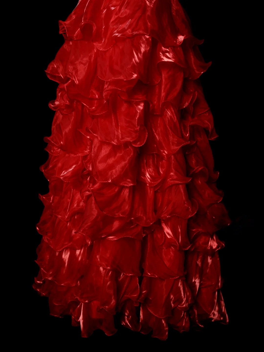 A-Line Red Organza Layered Prom Dress Vintage Birthday Dress