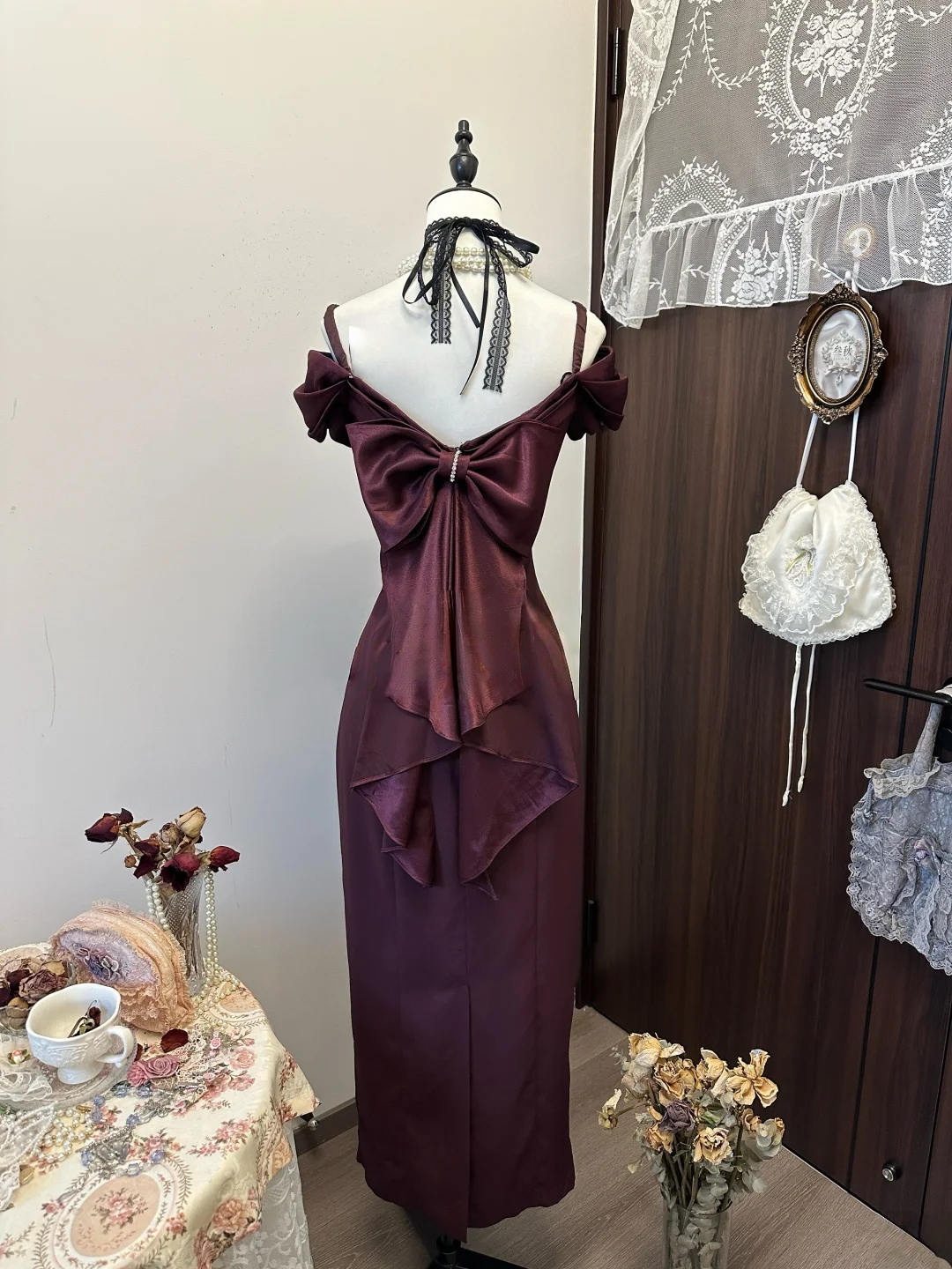 Burgundy Sheath Prom Dress Elegant Formal Evening Party Dress