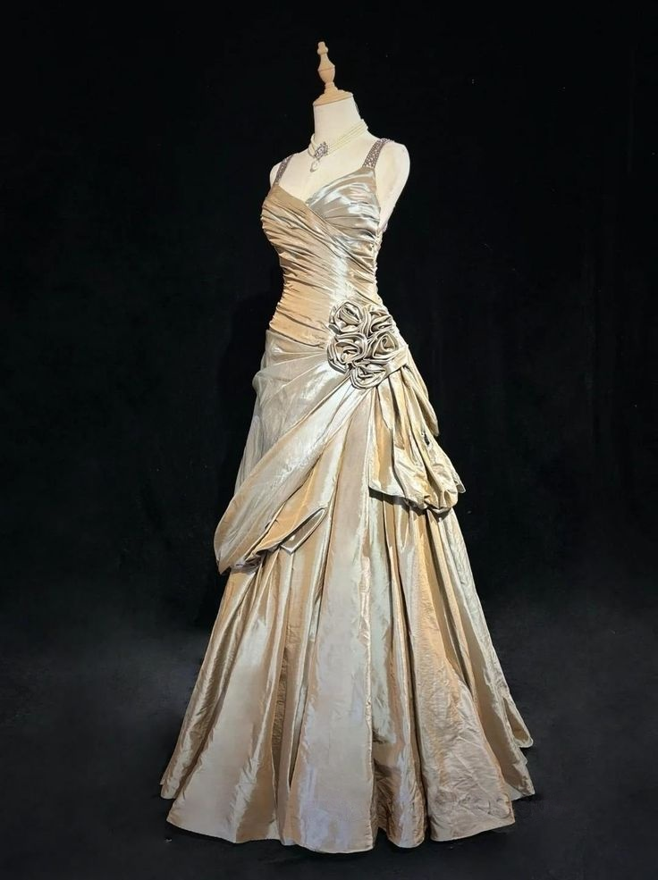 A-Line Champagne Long Formal Prom & Evening Dress
