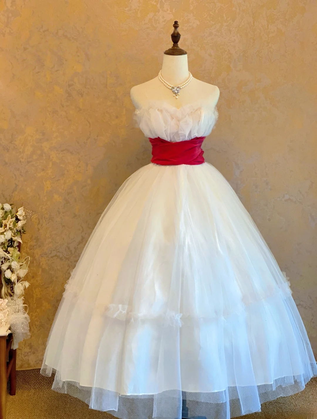 Sweetheart A-Line White Birthday Dress Tulle Prom Party Dress