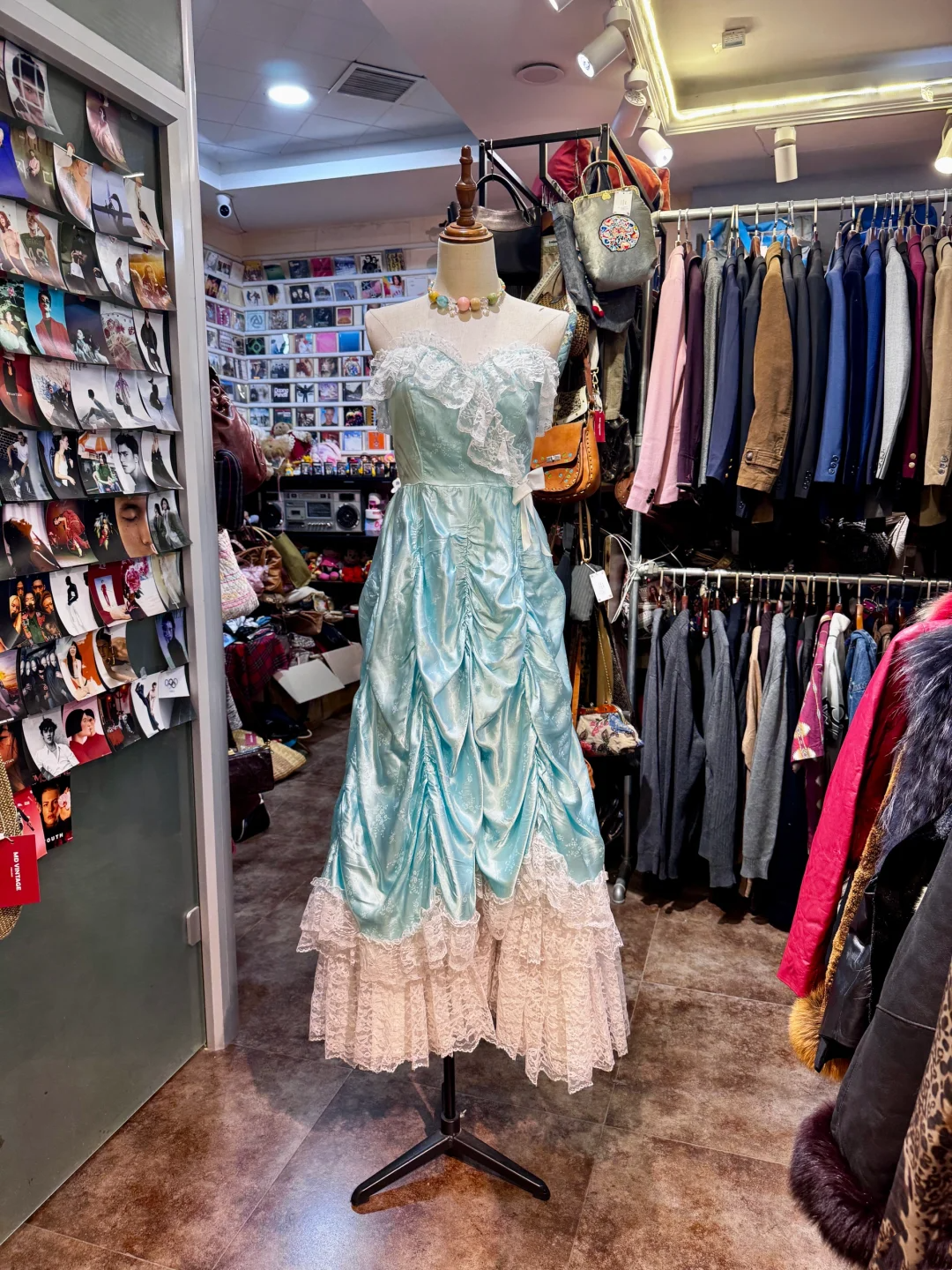 Lace Sweetheart Blue Prom Dress Printed Satin Birthday Dress