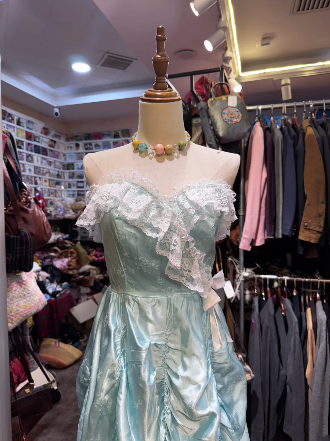 Lace Sweetheart Blue Prom Dress Printed Satin Birthday Dress