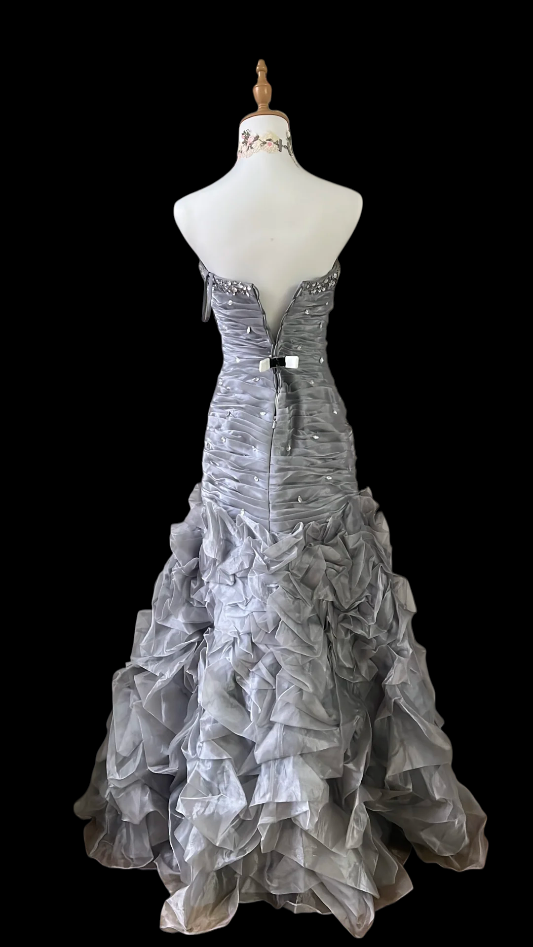 Sweetheart Gray Prom Dress Beaded Formal Dress Birthday Dress