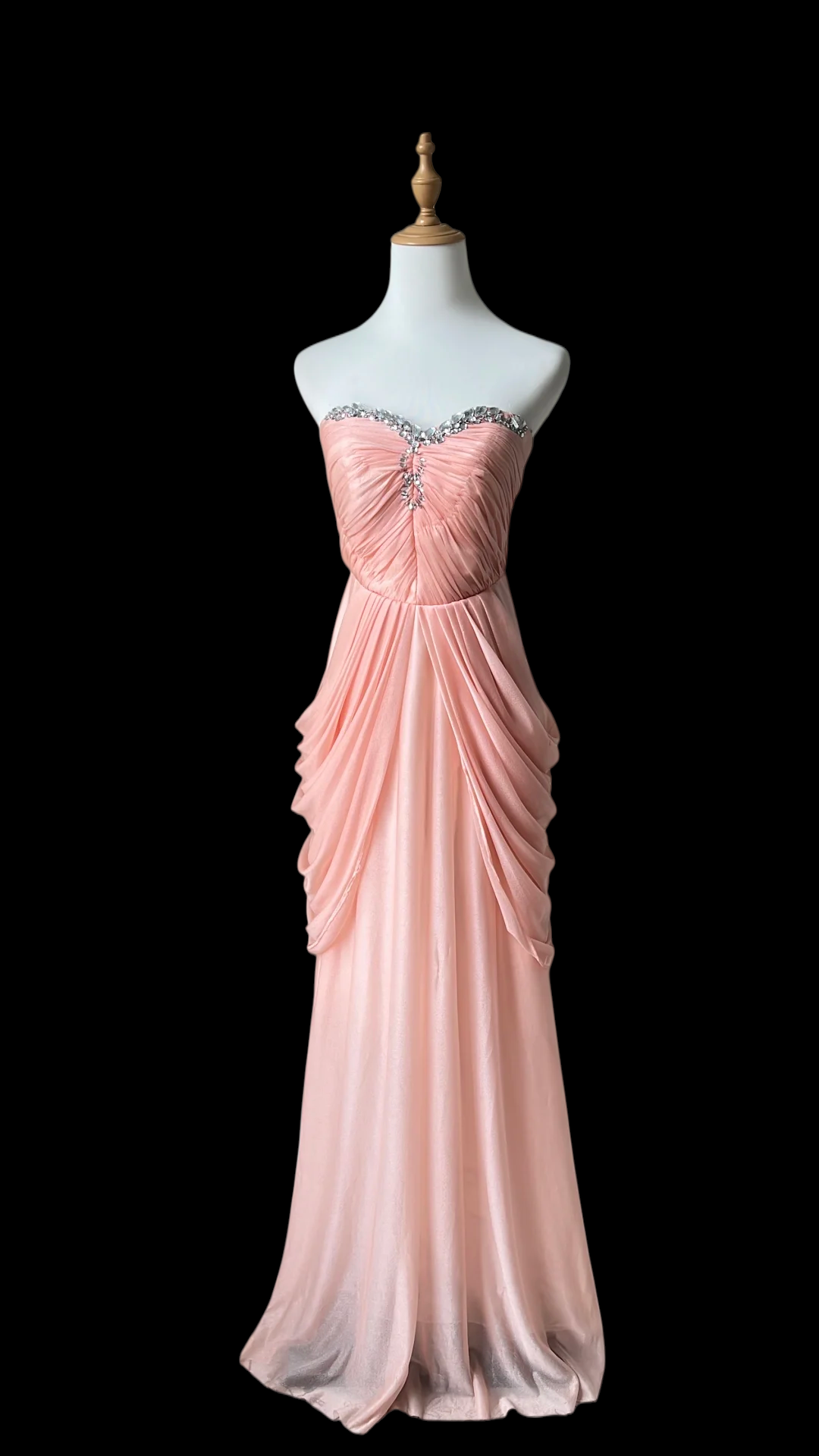 Sweetheart Peach Chiffon Prom Dress Beaded Evening Dress