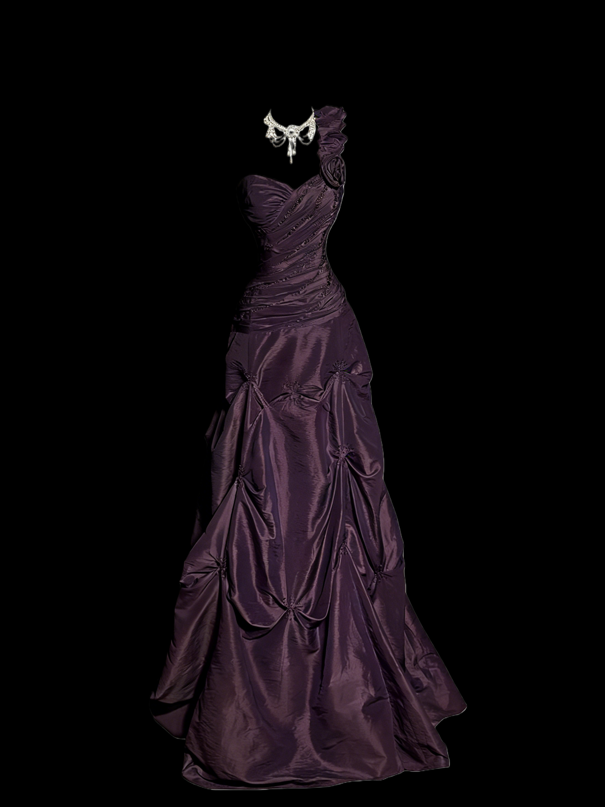 One Shoulder Lilac Prom Dress A Line Taffeta Formal Dress   J9593