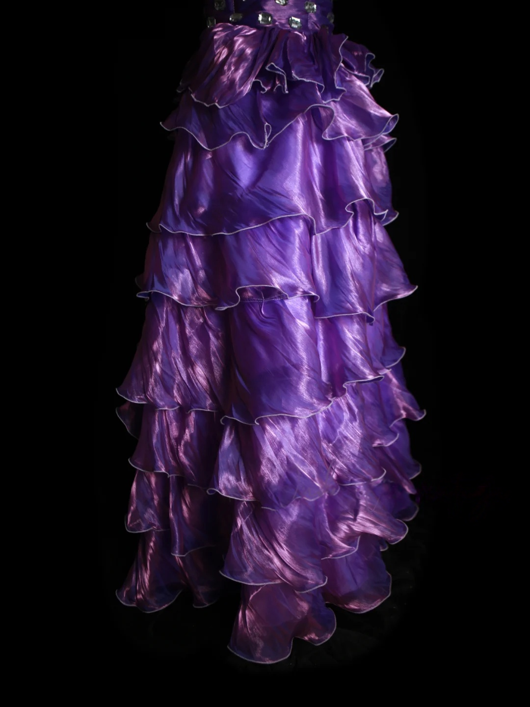 Strapless Purple Layered Prom Dress Ruffle Formal Dress Evening Dress