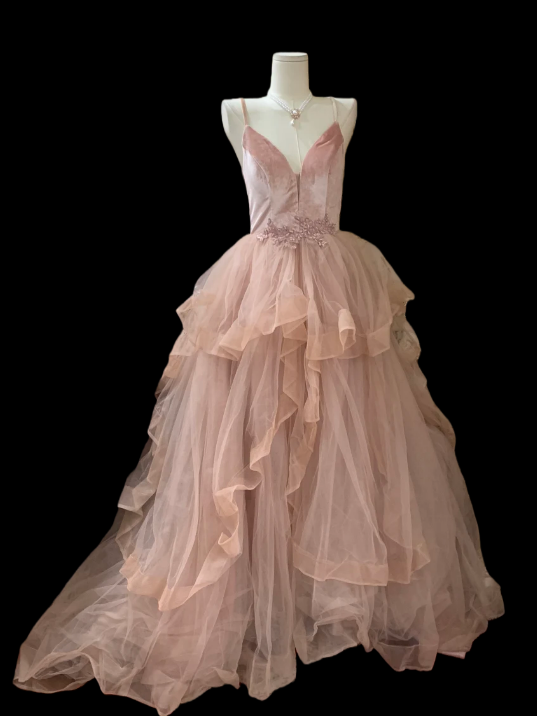 Spaghetti Straps Pink Tulle Prom Dress Ball Gown Birthday Dress