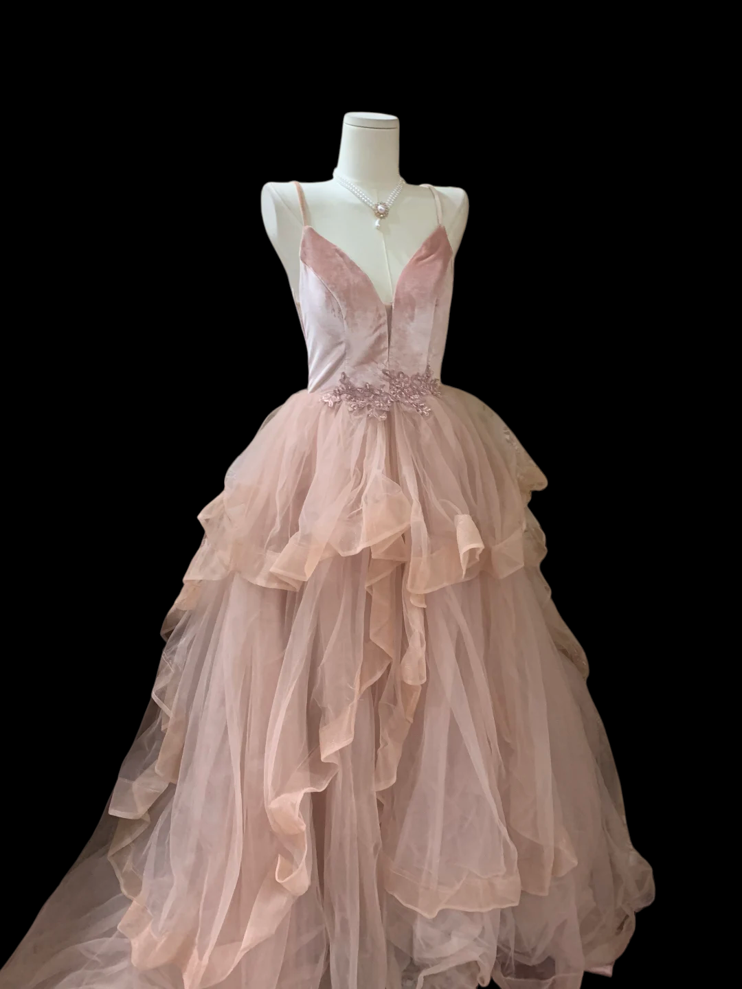 Spaghetti Straps Pink Tulle Prom Dress Ball Gown Birthday Dress