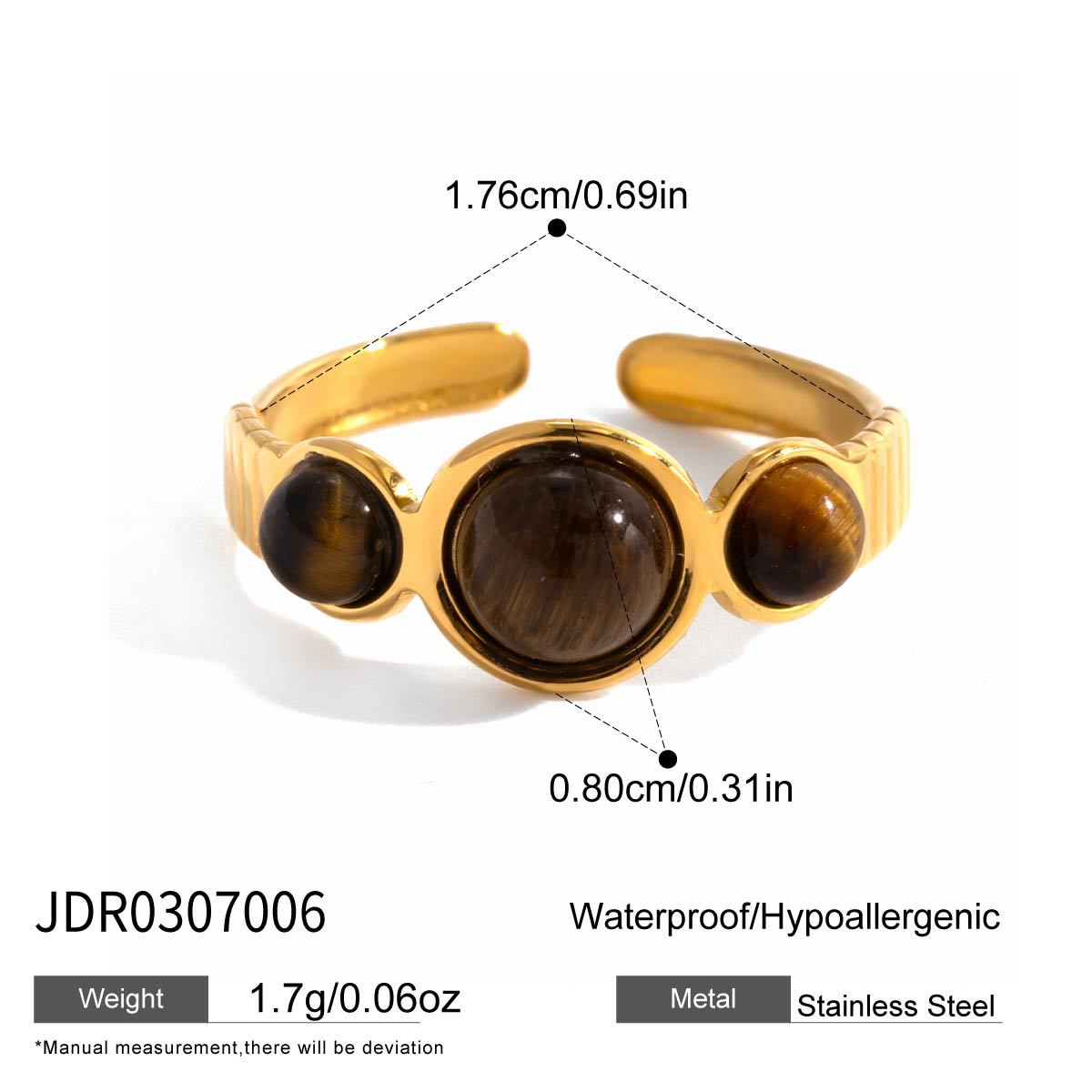 Round Open Ring Vintage Gold Stainless Steel Ring G15