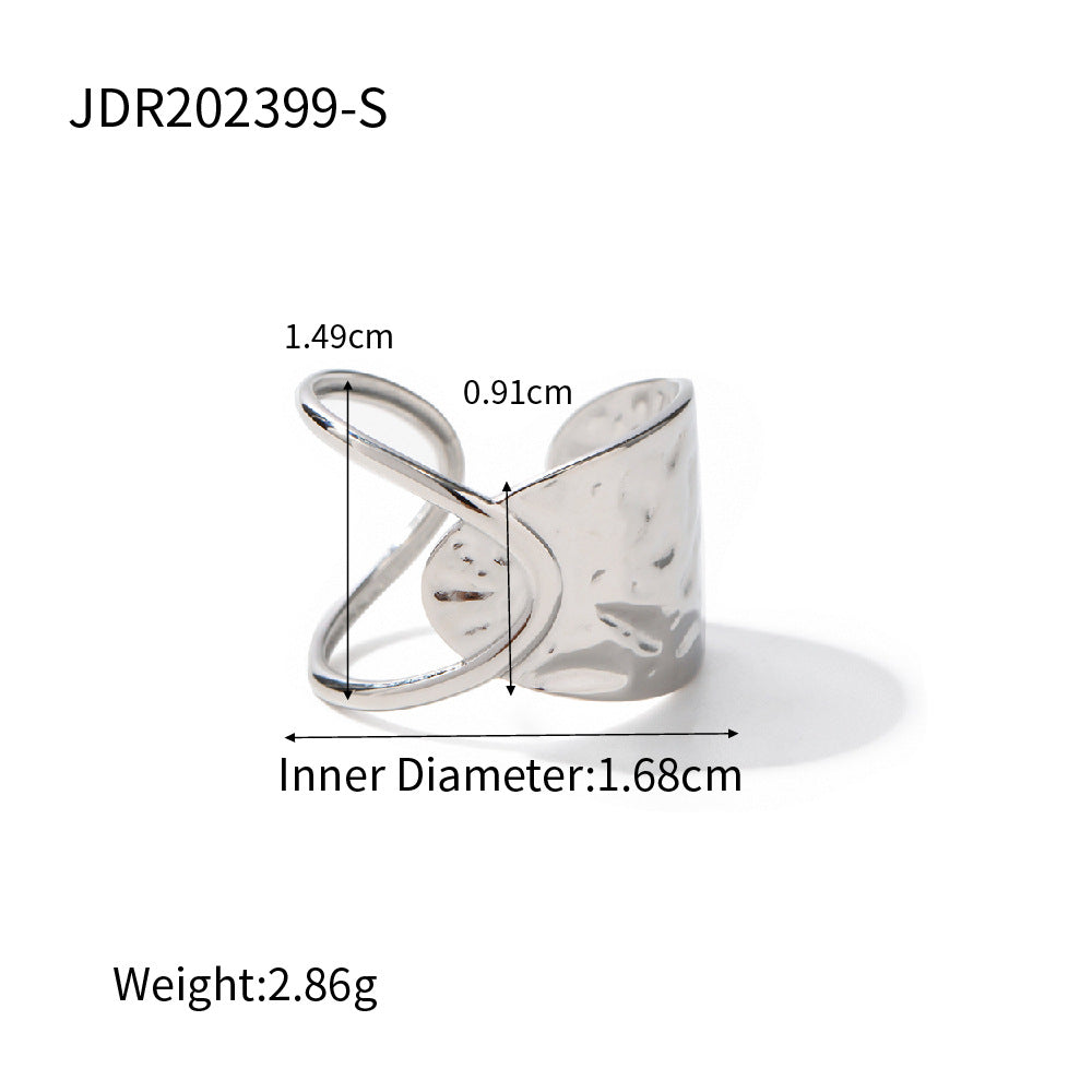 Simple Gold Stainless Steel Adjustable Ring G18